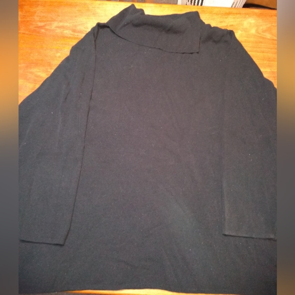 Retro Penningtons Black Split Turtleneck Sweater, Size 4X, Y2K Style